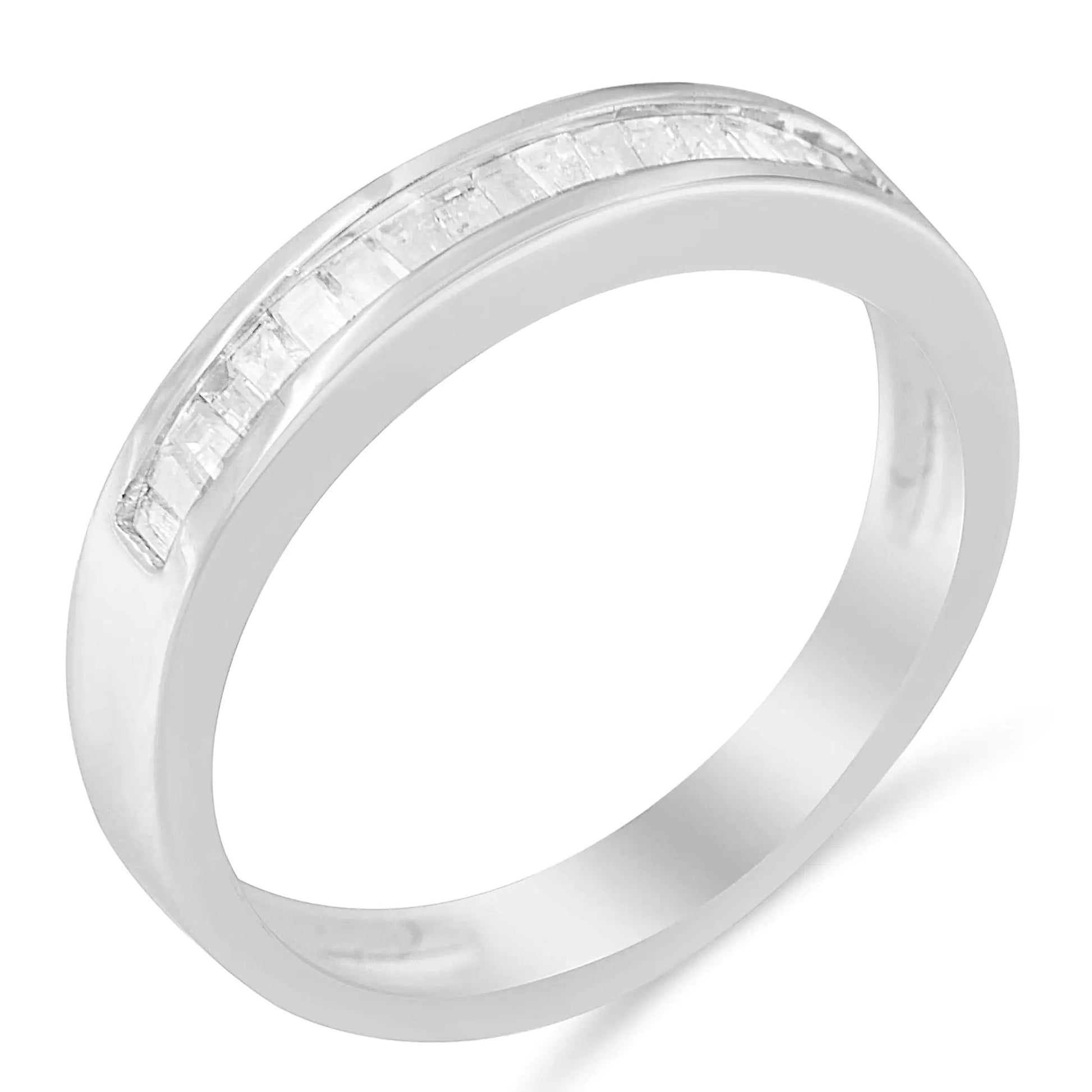 .925 Sterling Silver Baguette Diamond Wedding Band | Rings | Elegant Emulations Jewelry USA