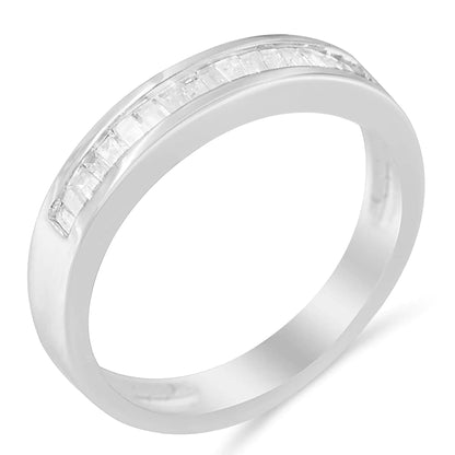 .925 Sterling Silver Baguette Diamond Wedding Band | Rings | Elegant Emulations Jewelry USA
