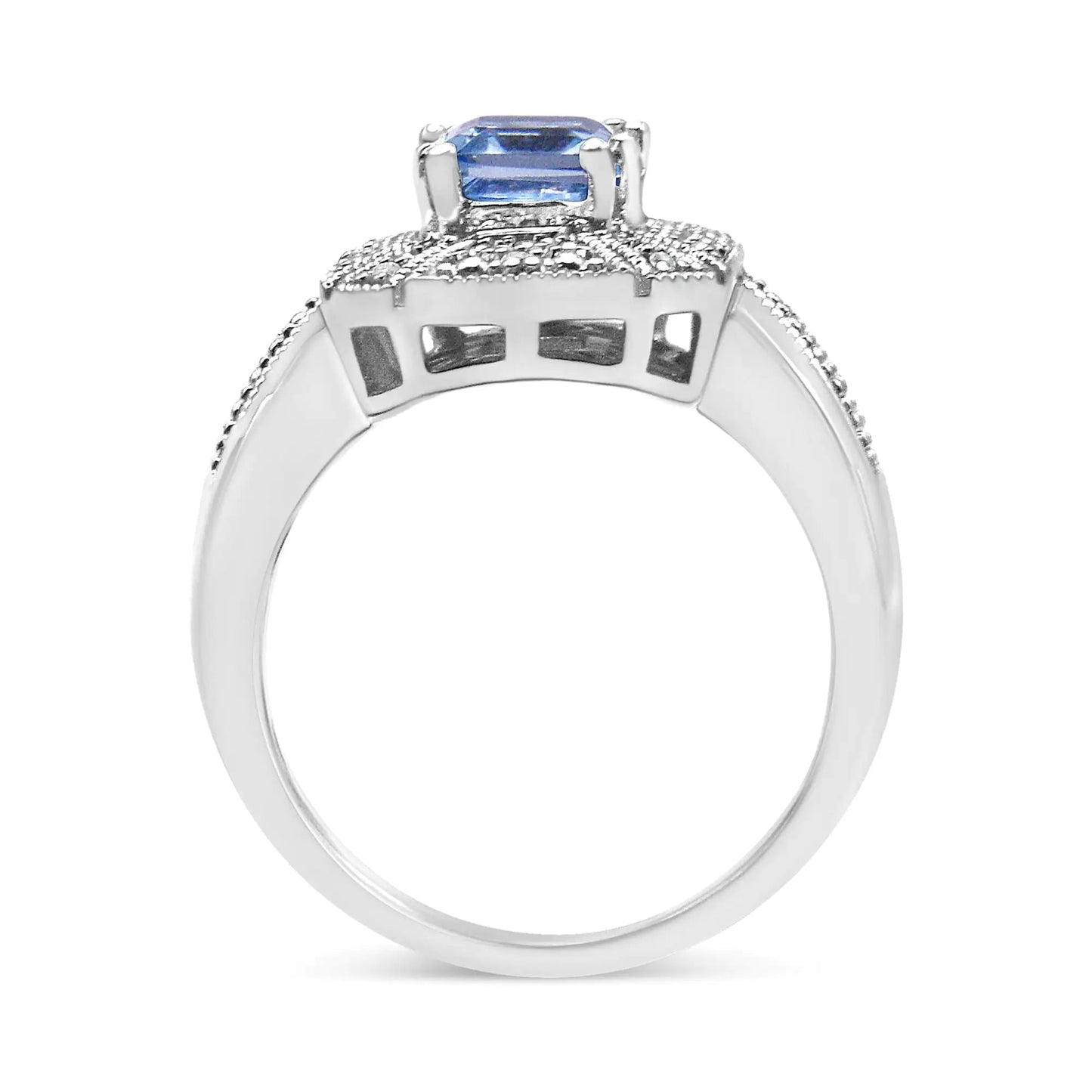 .925 Sterling Silver Blue Topaz & Diamond Ring | Rings | Elegant Emulations Jewelry USA