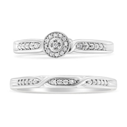 .925 Sterling Silver Diamond Accent Frame Twist Shank Bridal Set Ring and Band (I - J Color, I3 Clarity) | | Elegant Emulations Jewelry USA