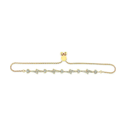 .925 Sterling Silver Diamond Accent Heart and Wave Link Bolo Bracelet (I - J Color, I2 - I3 Clarity) - 6" to 9" Adjustable | | Elegant Emulations Jewelry USA