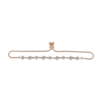 .925 Sterling Silver Diamond Accent Heart and Wave Link Bolo Bracelet (I - J Color, I2 - I3 Clarity) - 6" to 9" Adjustable | | Elegant Emulations Jewelry USA