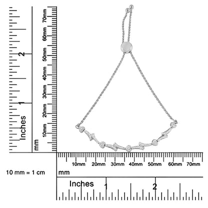 .925 Sterling Silver Diamond Accent Heart and Wave Link Bolo Bracelet (I - J Color, I2 - I3 Clarity) - 6" to 9" Adjustable | | Elegant Emulations Jewelry USA