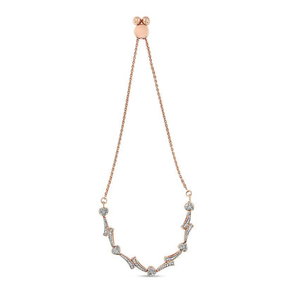 .925 Sterling Silver Diamond Accent Heart and Wave Link Bolo Bracelet (I - J Color, I2 - I3 Clarity) - 6" to 9" Adjustable | | Elegant Emulations Jewelry USA