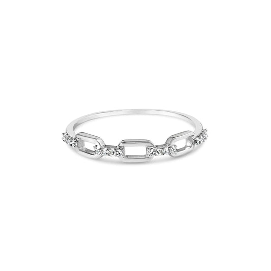 .925 Sterling Silver Diamond Accent Paperclip Band Ring (I - J Color, I2 - I3 Clarity) | | Elegant Emulations Jewelry USA