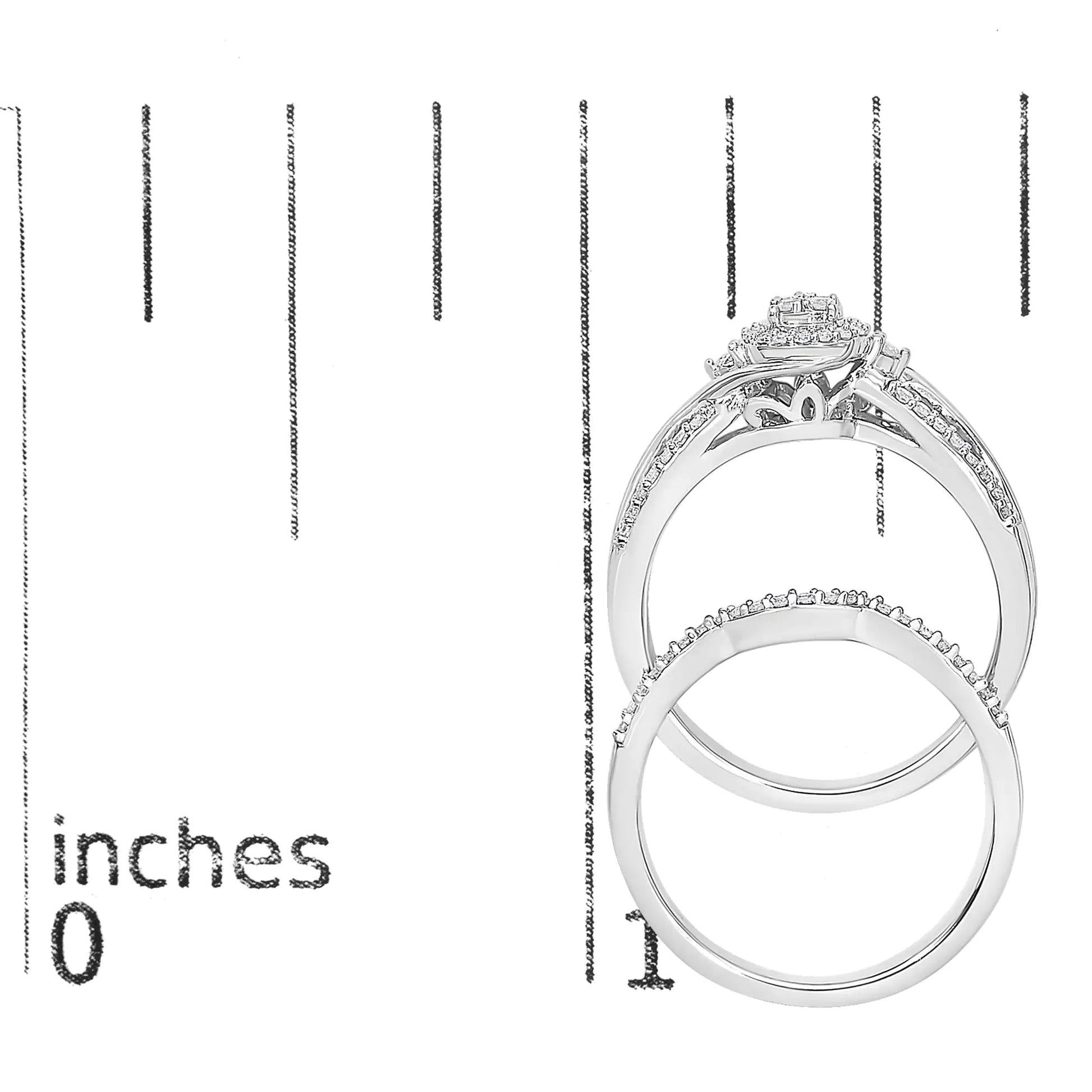 .925 Sterling Silver Diamond Bypass Bridal Set (I - J, I2 - I3) | Rings | Elegant Emulations Jewelry USA