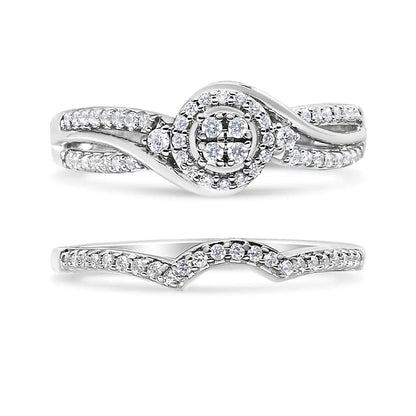 .925 Sterling Silver Diamond Bypass Bridal Set (I - J, I2 - I3) | Rings | Elegant Emulations Jewelry USA