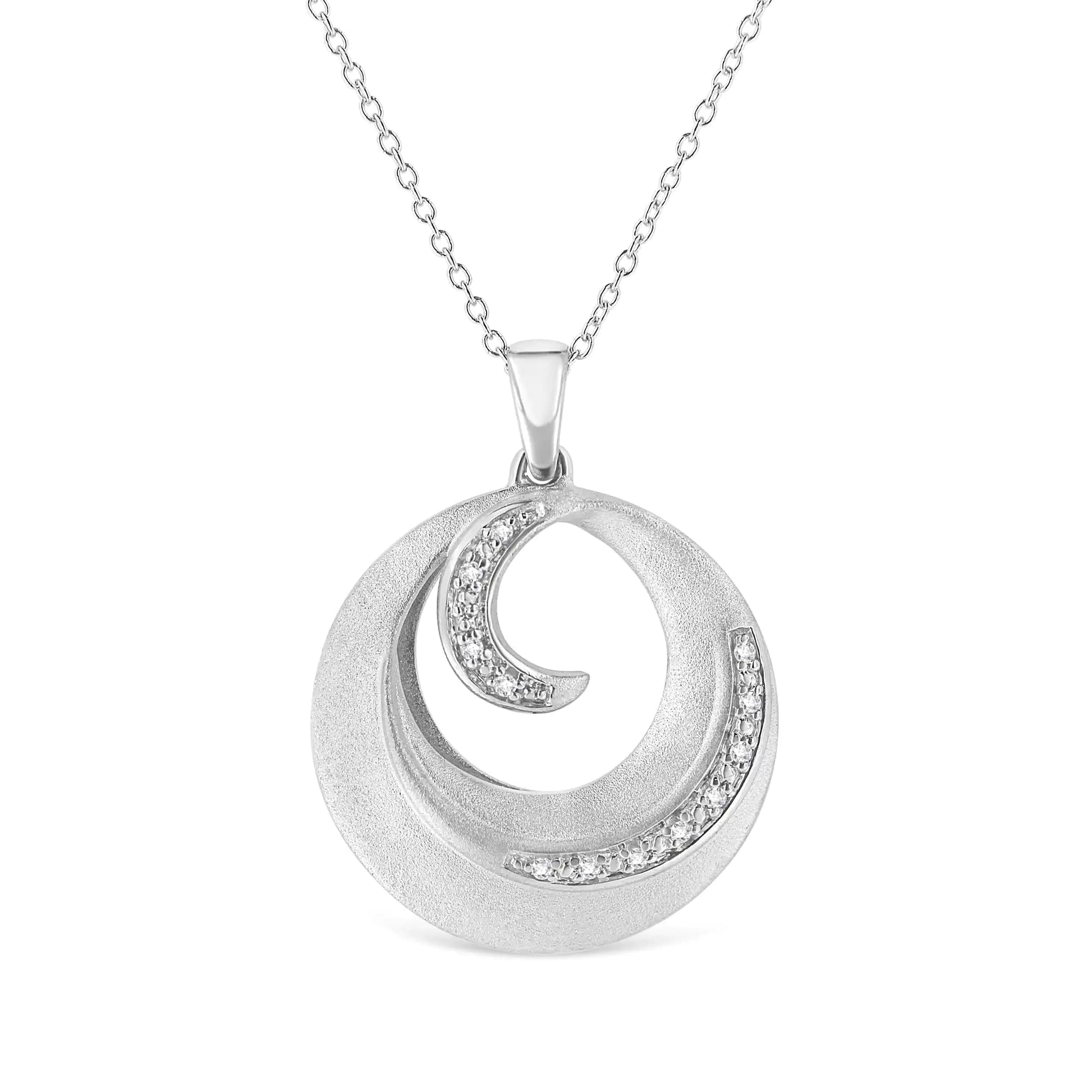 .925 Sterling Silver Diamond Circle Pendant Necklace | Necklace | Elegant Emulations Jewelry USA