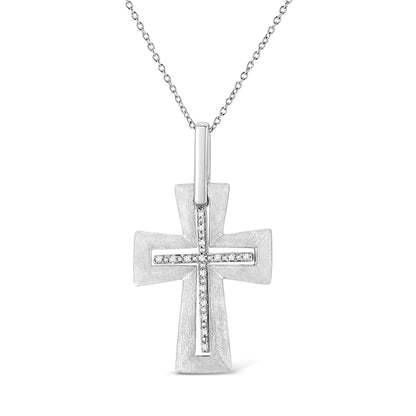 .925 Sterling Silver Diamond Cross Pendant Necklace | Necklace | Elegant Emulations Jewelry USA