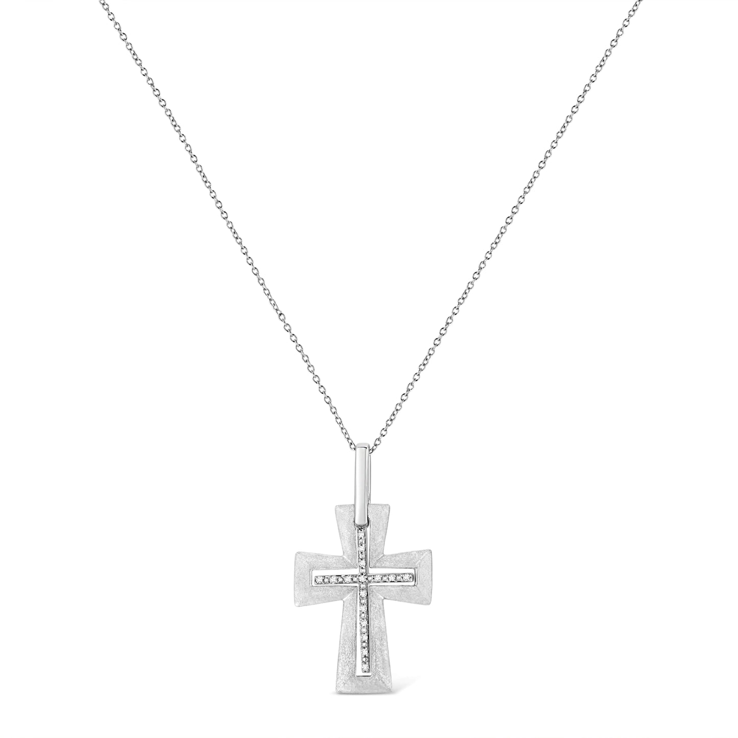 .925 Sterling Silver Diamond Cross Pendant Necklace | Necklace | Elegant Emulations Jewelry USA