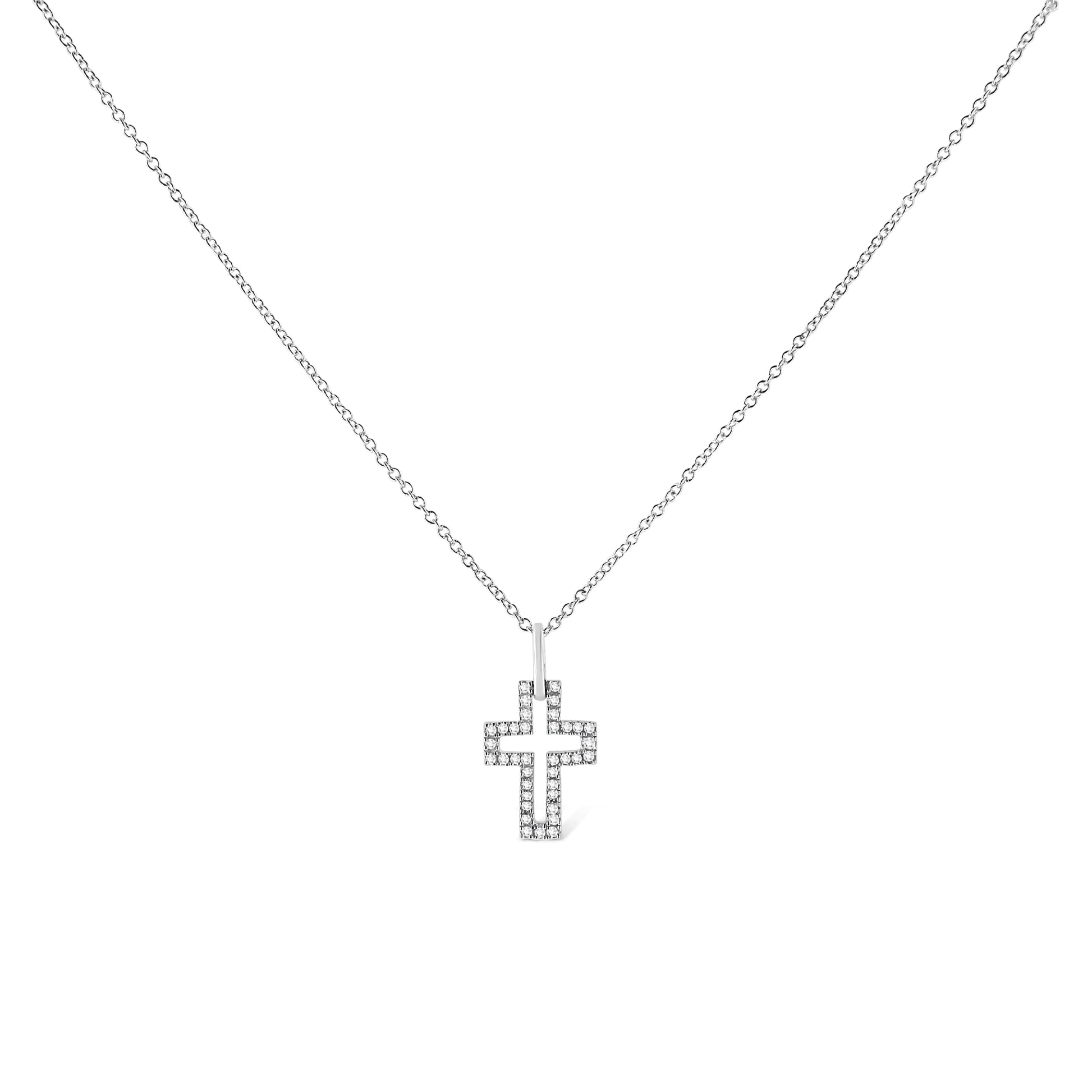 .925 Sterling Silver Diamond Cross Pendant Necklace | Necklace | Elegant Emulations Jewelry USA