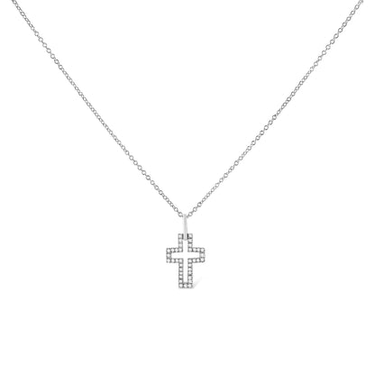 .925 Sterling Silver Diamond Cross Pendant Necklace | Necklace | Elegant Emulations Jewelry USA