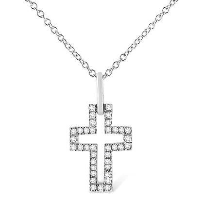 .925 Sterling Silver Diamond Cross Pendant Necklace | Necklace | Elegant Emulations Jewelry USA