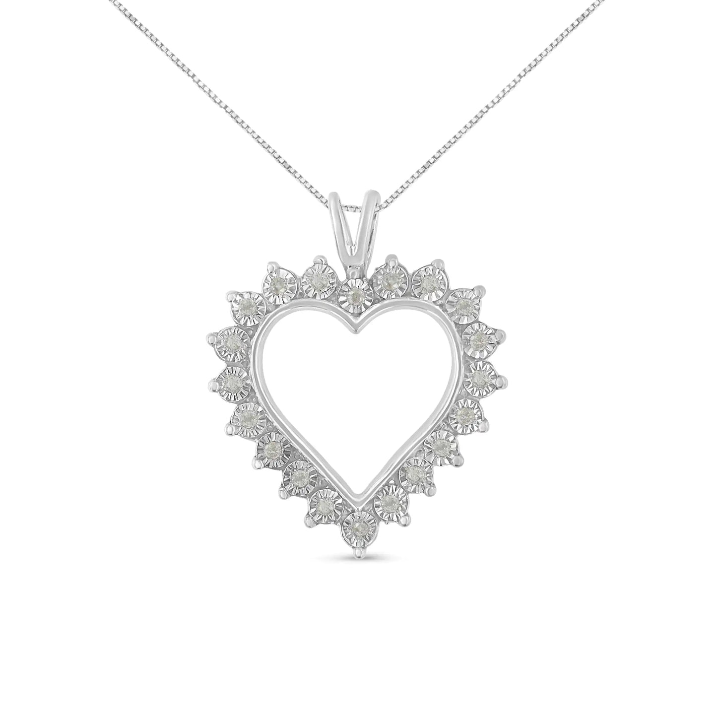 .925 Sterling Silver Diamond Heart Pendant Necklace | Necklace | Elegant Emulations Jewelry USA