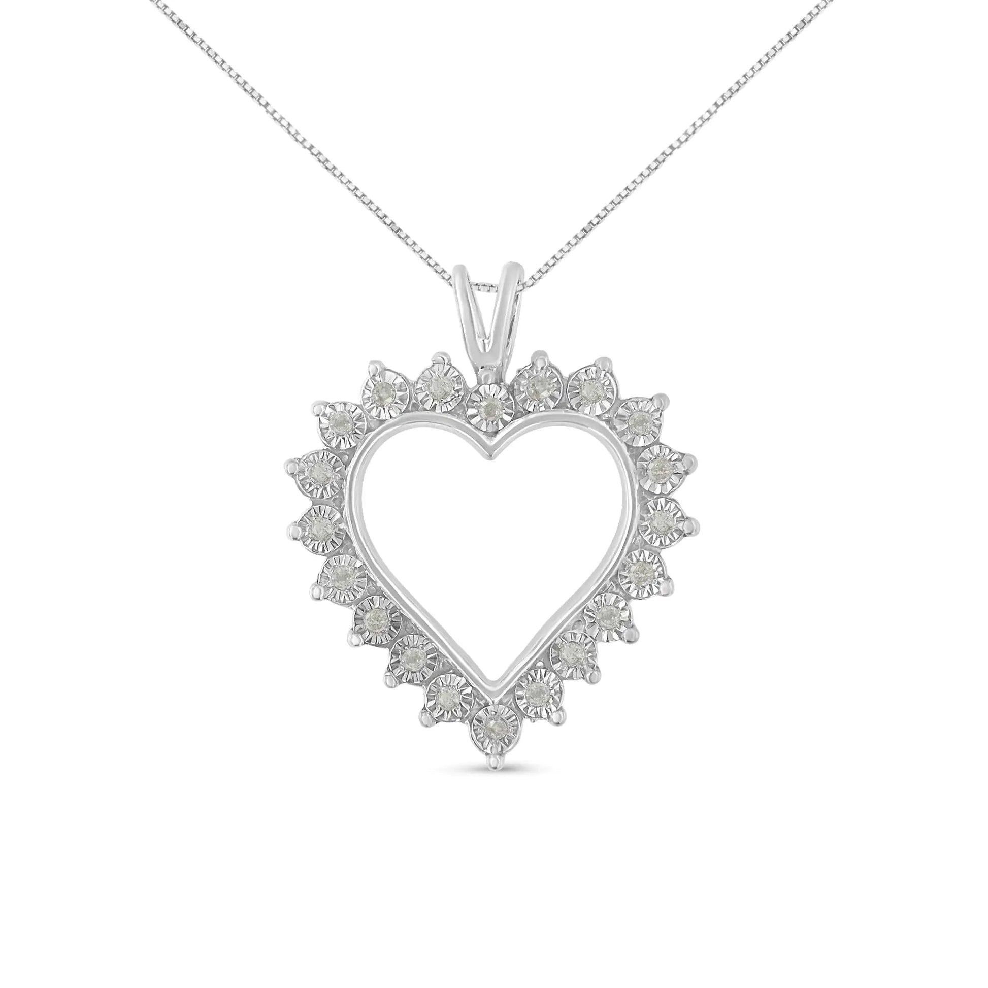 .925 Sterling Silver Diamond Heart Pendant Necklace | Necklace | Elegant Emulations Jewelry USA
