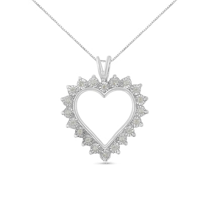 .925 Sterling Silver Diamond Heart Pendant Necklace | Necklace | Elegant Emulations Jewelry USA