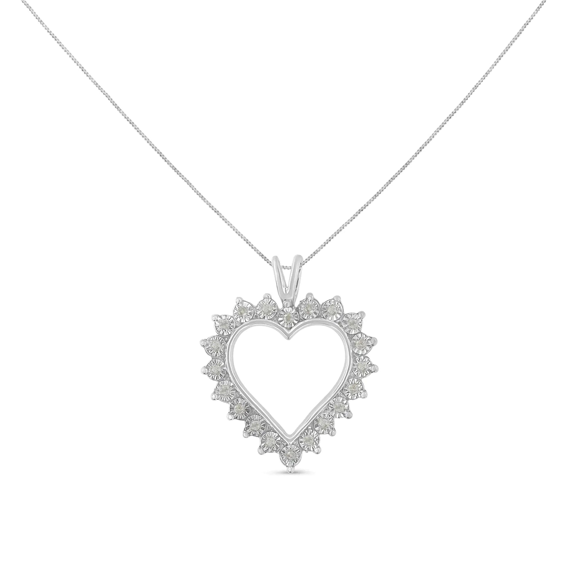 .925 Sterling Silver Diamond Heart Pendant Necklace | Necklace | Elegant Emulations Jewelry USA