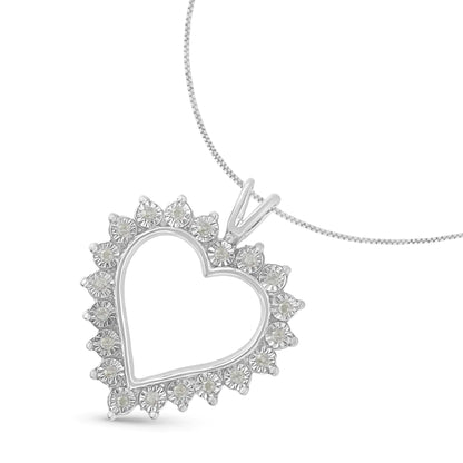 .925 Sterling Silver Diamond Heart Pendant Necklace | Necklace | Elegant Emulations Jewelry USA