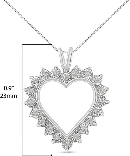 .925 Sterling Silver Diamond Heart Pendant Necklace | Necklace | Elegant Emulations Jewelry USA