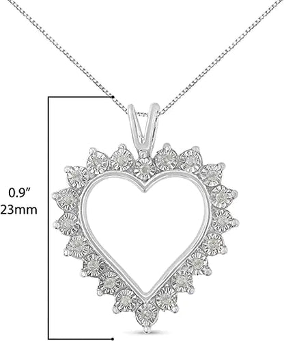 .925 Sterling Silver Diamond Heart Pendant Necklace | Necklace | Elegant Emulations Jewelry USA