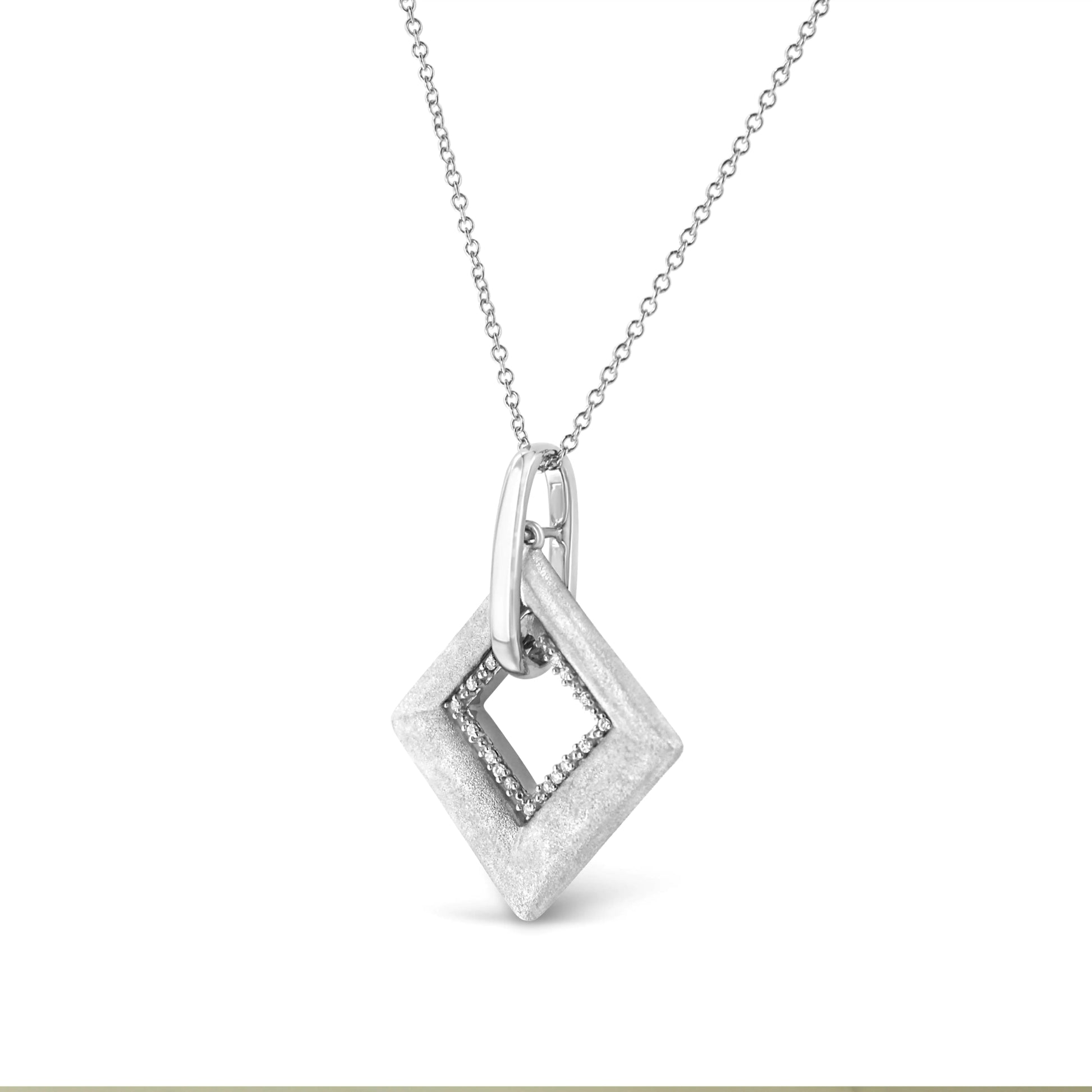 .925 Sterling Silver Diamond Kite Pendant Necklace | Necklace | Elegant Emulations Jewelry USA
