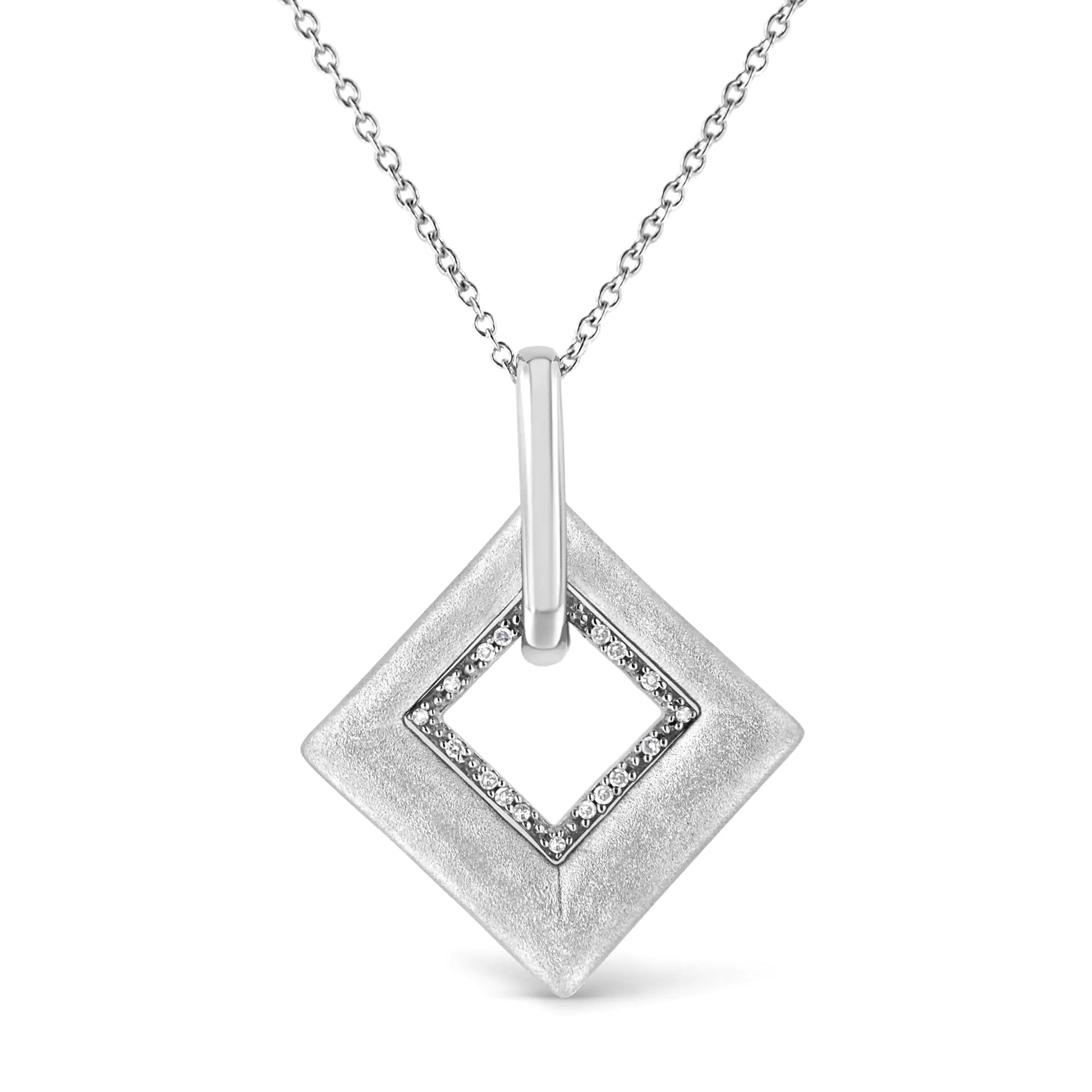 .925 Sterling Silver Diamond Kite Pendant Necklace | Necklace | Elegant Emulations Jewelry USA