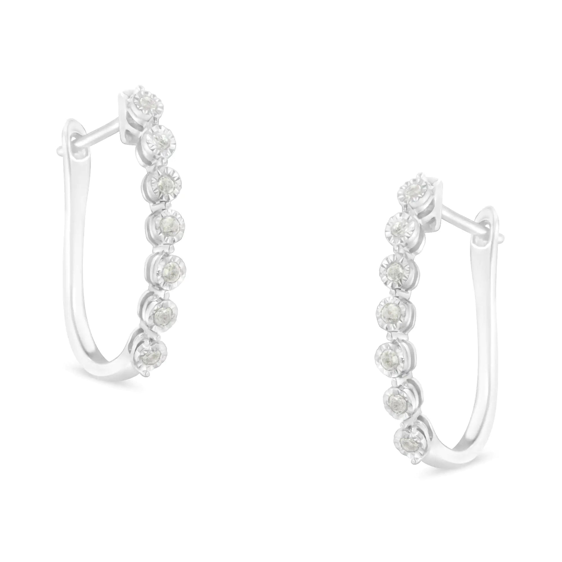 .925 Sterling Silver Diamond Miracle Hoop Earrings | Earrings | Elegant Emulations Jewelry USA