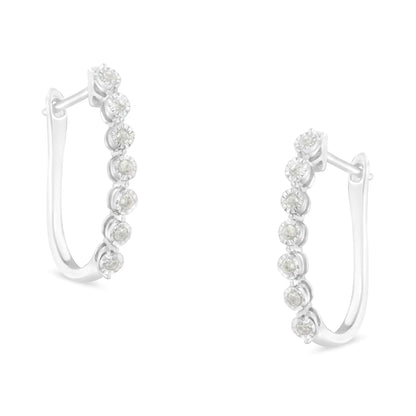 .925 Sterling Silver Diamond Miracle Hoop Earrings | Earrings | Elegant Emulations Jewelry USA
