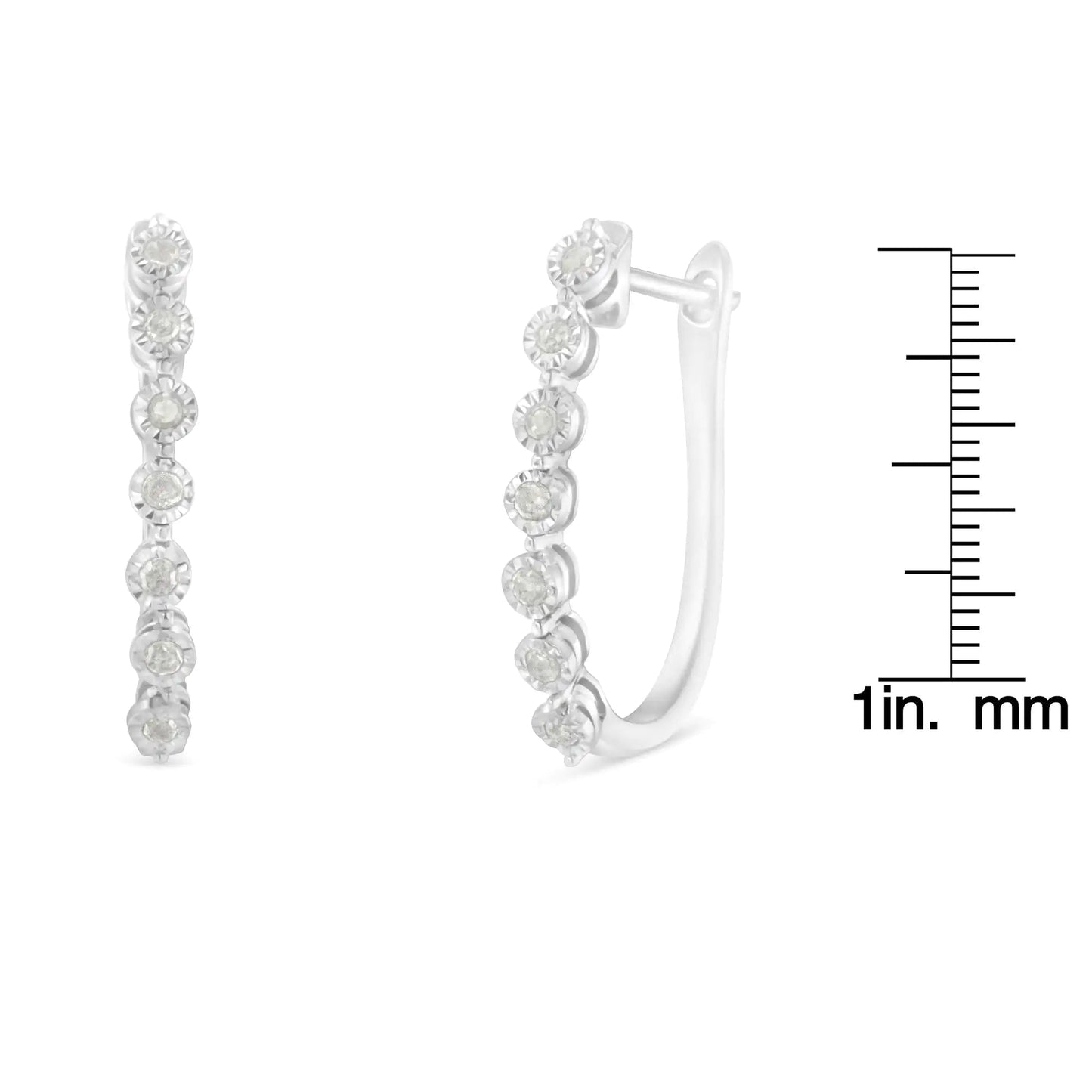.925 Sterling Silver Diamond Miracle Hoop Earrings | Earrings | Elegant Emulations Jewelry USA