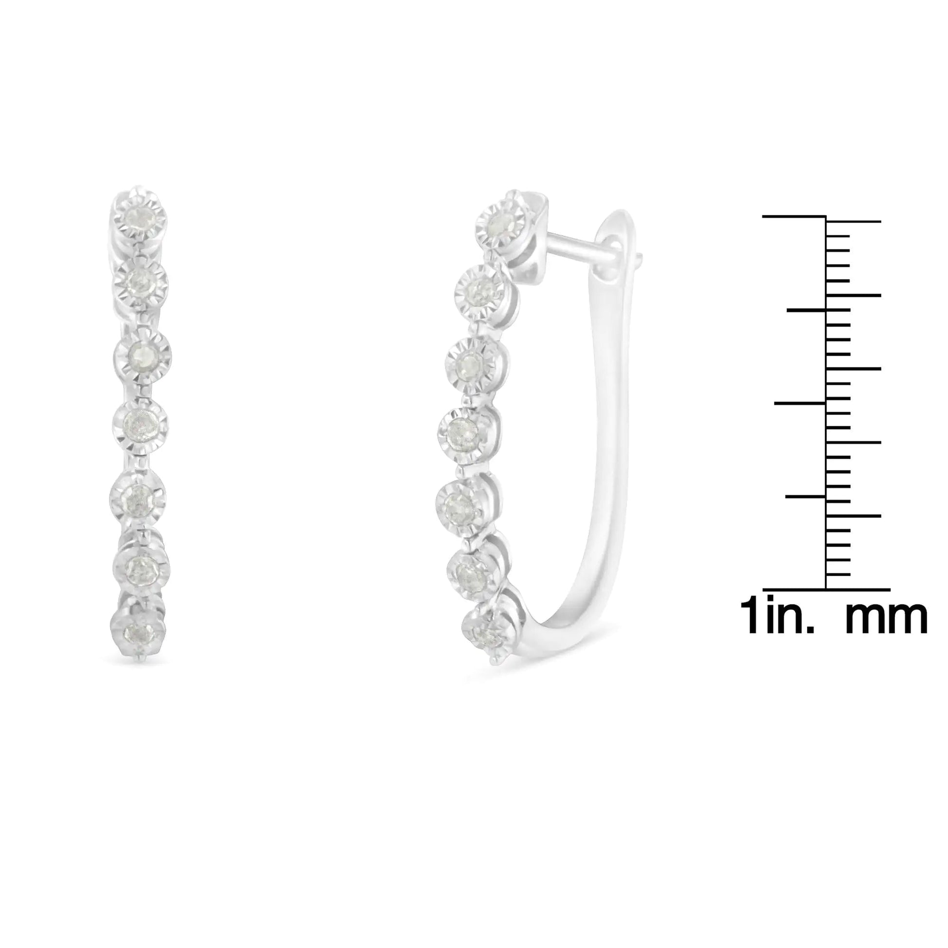 .925 Sterling Silver Diamond Miracle Hoop Earrings | Earrings | Elegant Emulations Jewelry USA