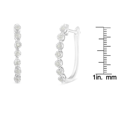 .925 Sterling Silver Diamond Miracle Hoop Earrings | Earrings | Elegant Emulations Jewelry USA
