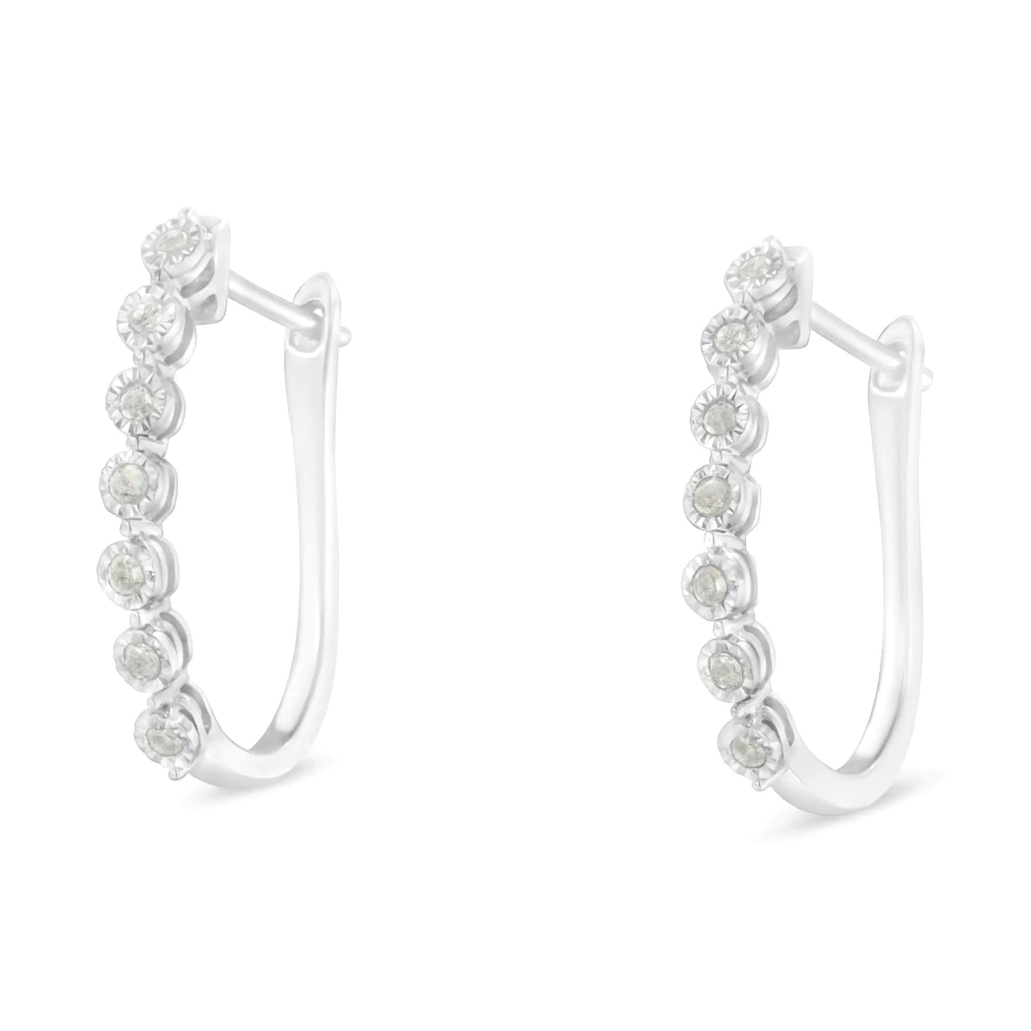 .925 Sterling Silver Diamond Miracle Hoop Earrings | Earrings | Elegant Emulations Jewelry USA