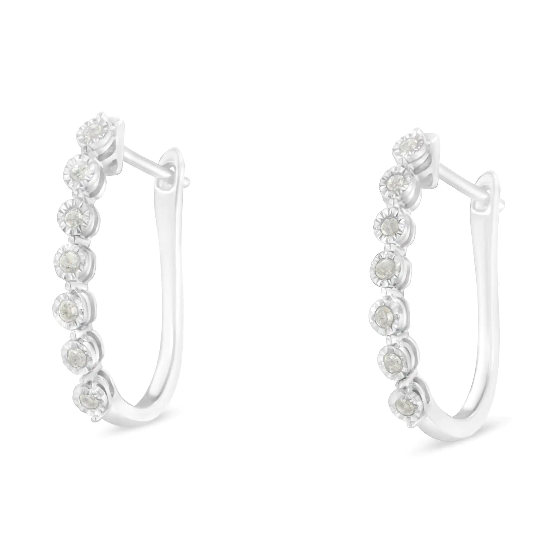 .925 Sterling Silver Diamond Miracle Hoop Earrings | Earrings | Elegant Emulations Jewelry USA