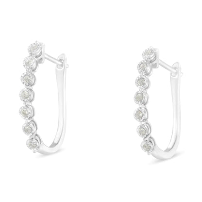 .925 Sterling Silver Diamond Miracle Hoop Earrings | Earrings | Elegant Emulations Jewelry USA