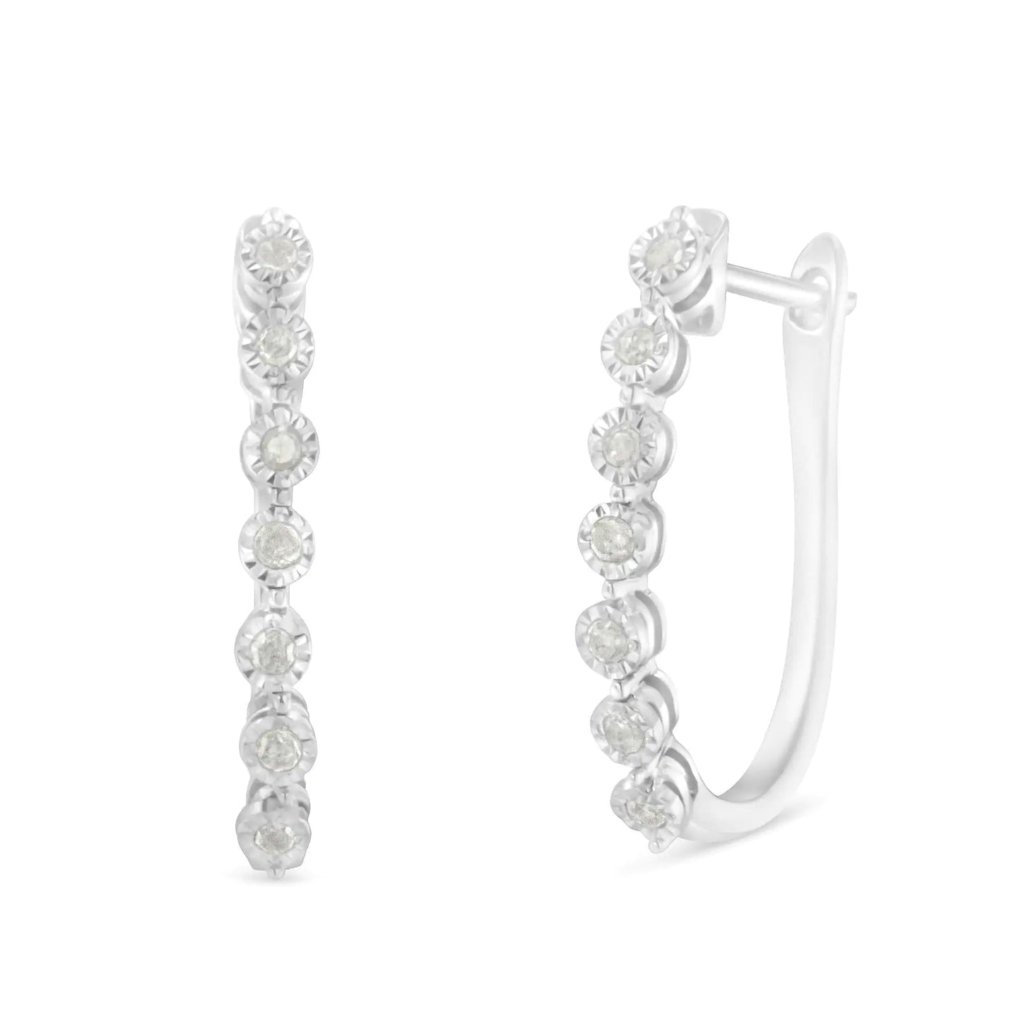 .925 Sterling Silver Diamond Miracle Hoop Earrings | Earrings | Elegant Emulations Jewelry USA