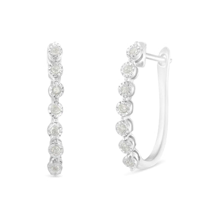 .925 Sterling Silver Diamond Miracle Hoop Earrings | Earrings | Elegant Emulations Jewelry USA