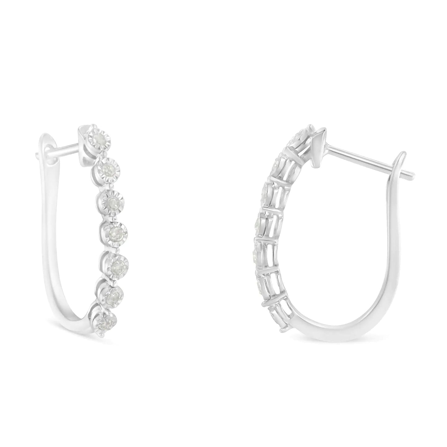 .925 Sterling Silver Diamond Miracle Hoop Earrings | Earrings | Elegant Emulations Jewelry USA