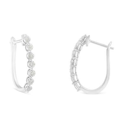 .925 Sterling Silver Diamond Miracle Hoop Earrings | Earrings | Elegant Emulations Jewelry USA