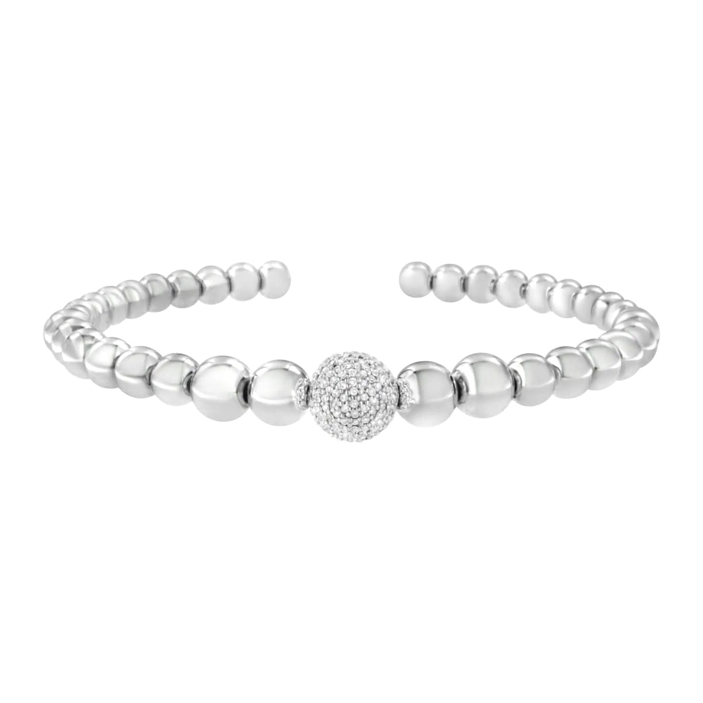 .925 Sterling Silver Diamond Studded Cuff Bracelet | Bracelets | Elegant Emulations Jewelry USA