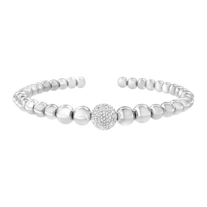 .925 Sterling Silver Diamond Studded Cuff Bracelet | Bracelets | Elegant Emulations Jewelry USA