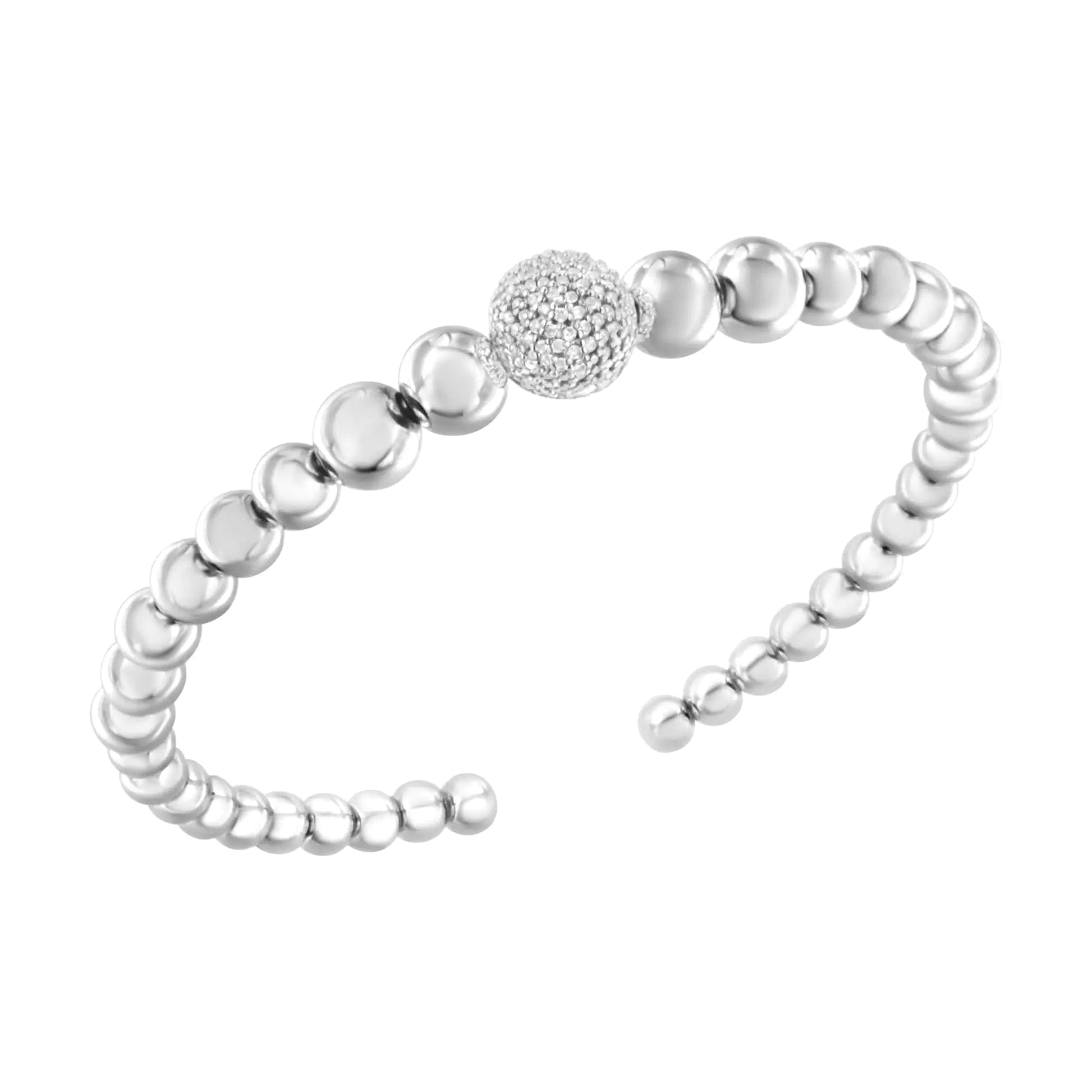 .925 Sterling Silver Diamond Studded Cuff Bracelet | Bracelets | Elegant Emulations Jewelry USA