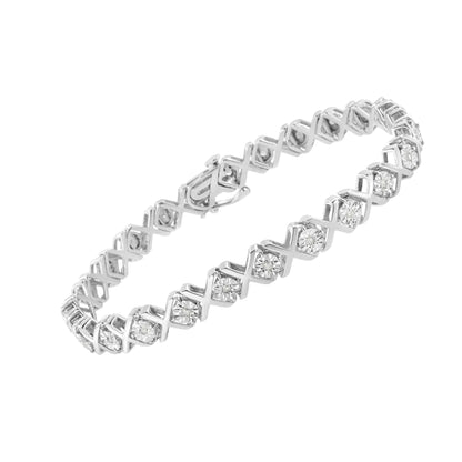 .925 Sterling Silver Diamond X Bracelet - 1/4 Cttw | Bracelets | Elegant Emulations Jewelry USA