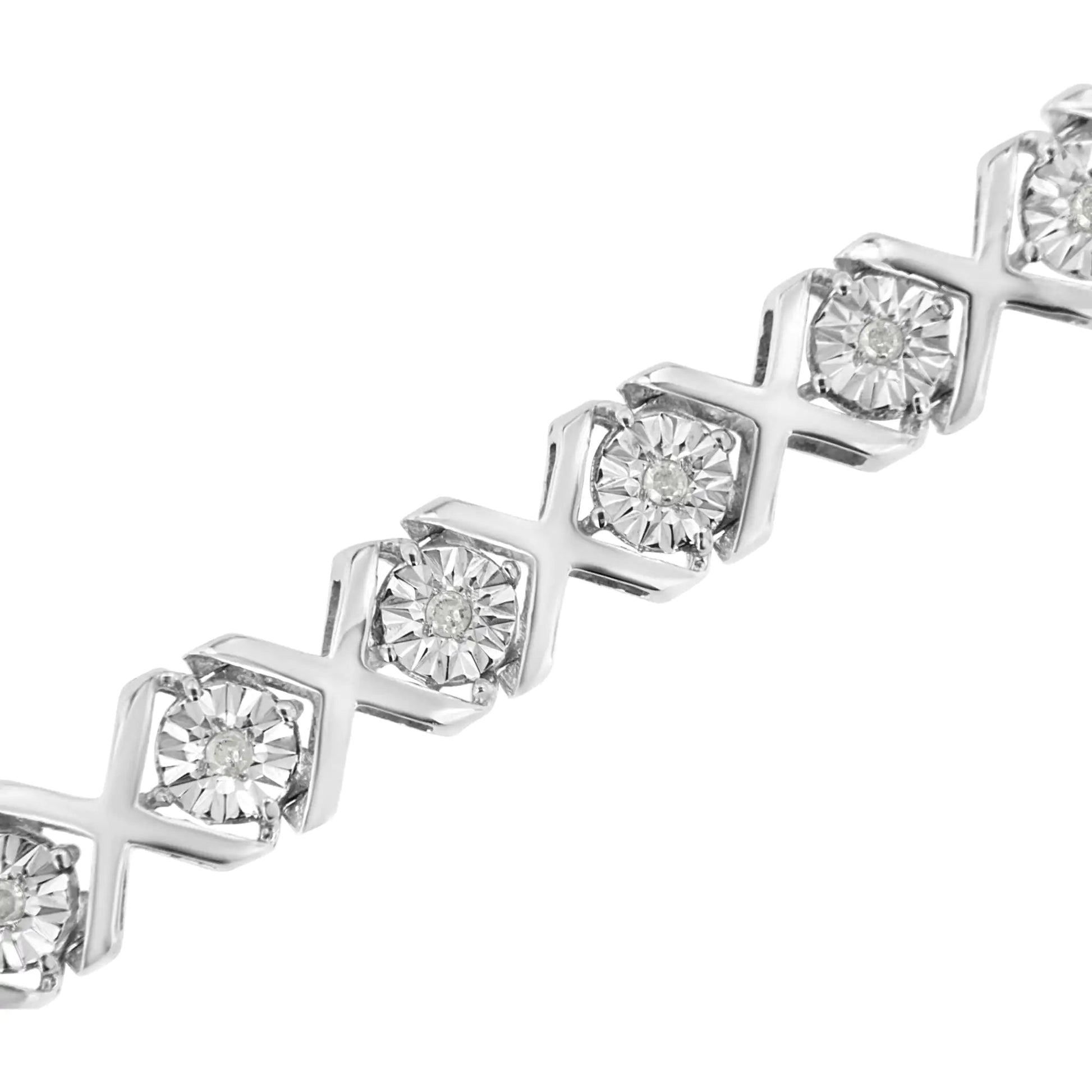 .925 Sterling Silver Diamond X Bracelet - 1/4 Cttw | Bracelets | Elegant Emulations Jewelry USA