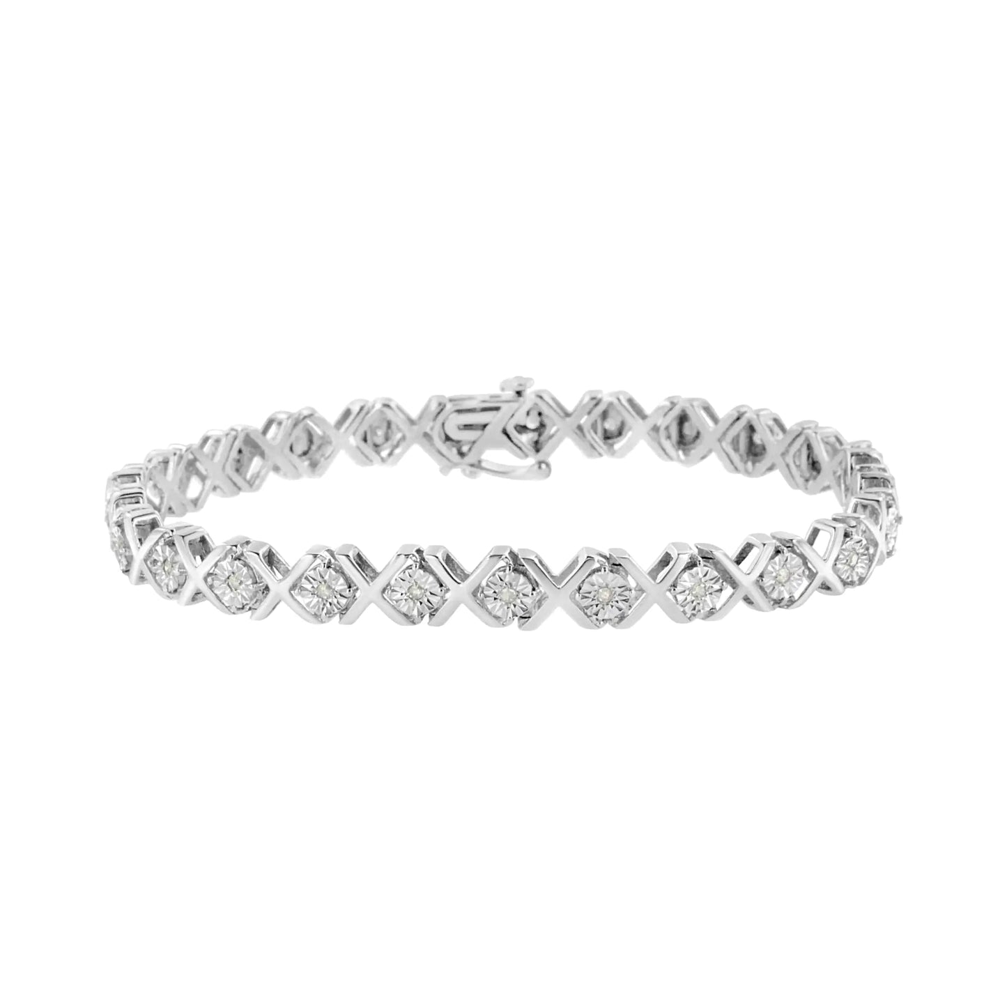 .925 Sterling Silver Diamond X Bracelet - 1/4 Cttw | Bracelets | Elegant Emulations Jewelry USA