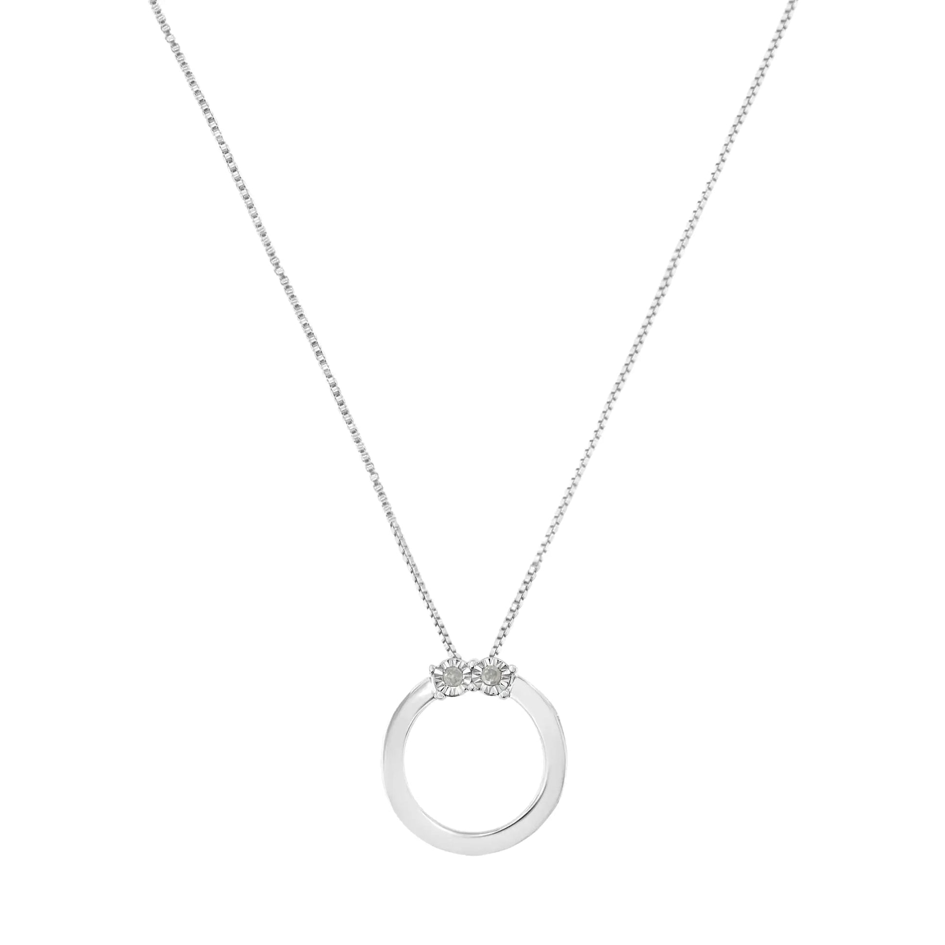 .925 Sterling Silver Dual Diamond Eternal Circle Pendant Necklace | Necklace | Elegant Emulations Jewelry USA