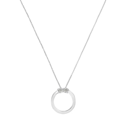 .925 Sterling Silver Dual Diamond Eternal Circle Pendant Necklace | Necklace | Elegant Emulations Jewelry USA