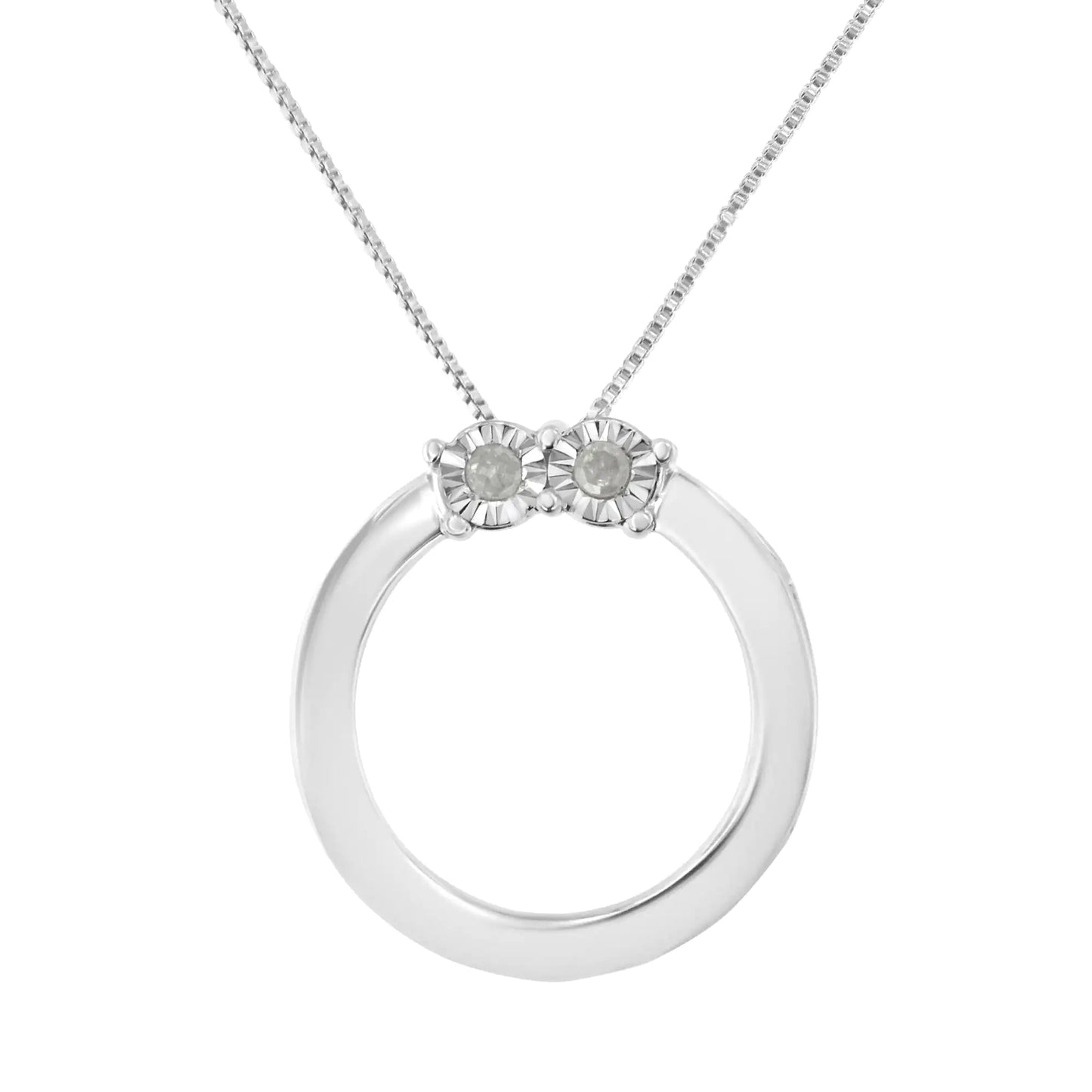 .925 Sterling Silver Dual Diamond Eternal Circle Pendant Necklace | Necklace | Elegant Emulations Jewelry USA
