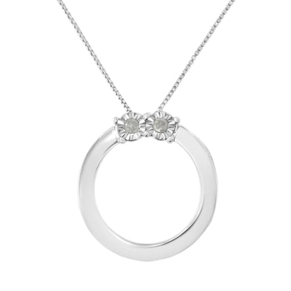 .925 Sterling Silver Dual Diamond Eternal Circle Pendant Necklace | Necklace | Elegant Emulations Jewelry USA