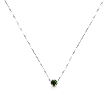 .925 Sterling Silver Green Diamond Bezel Pendant (1/5 CT) | Necklace | Elegant Emulations Jewelry USA