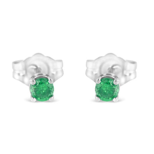 925 Sterling Silver Green Diamond Stud Earrings – 1/4 CTW | Earrings | Elegant Emulations Jewelry USA